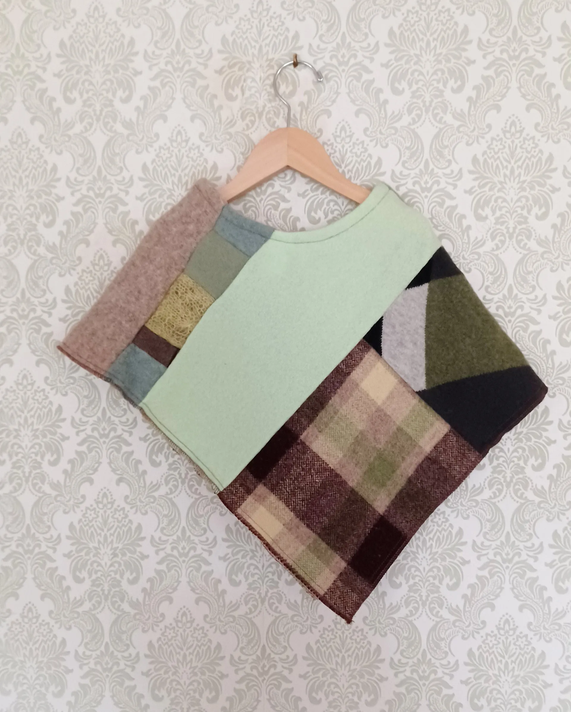 Mini Apples & Oats Upcycled Patchwork Poncho