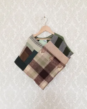 Mini Mossy Upcycled Patchwork Poncho