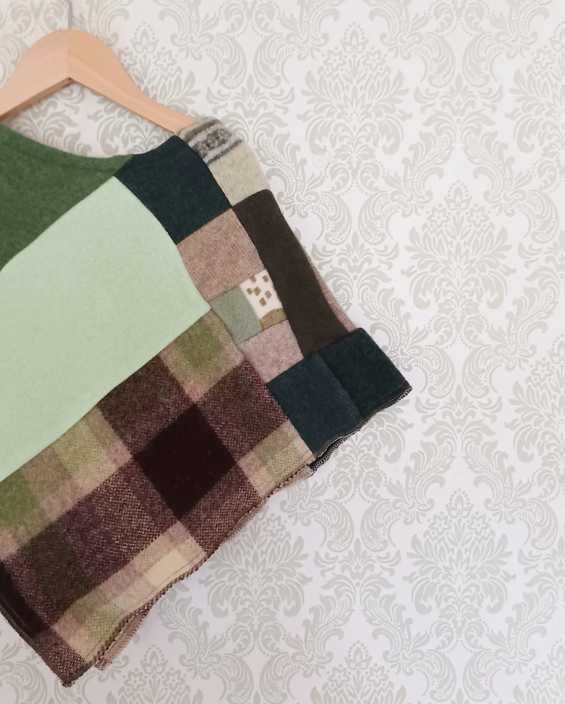 Mini Mossy Upcycled Patchwork Poncho