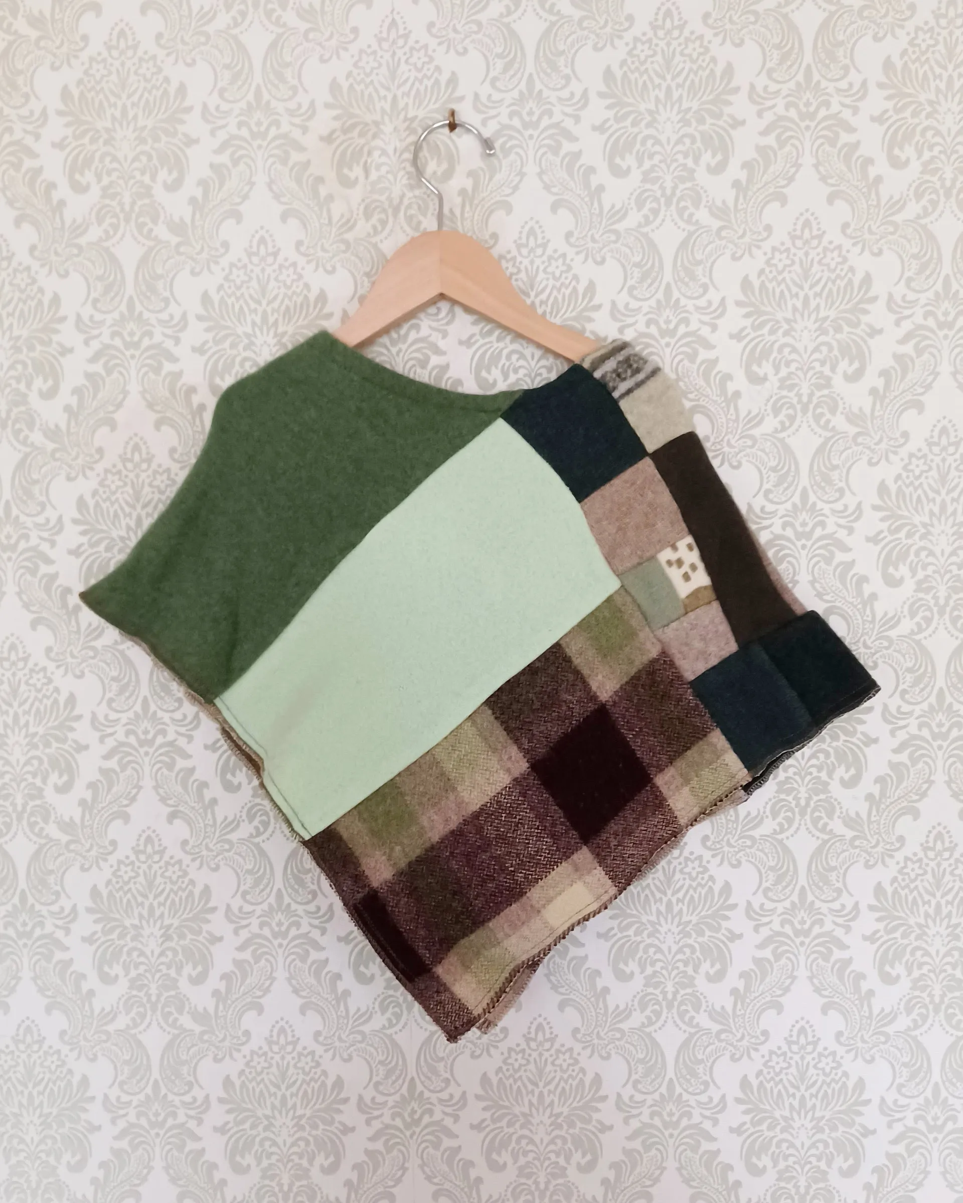 Mini Mossy Upcycled Patchwork Poncho