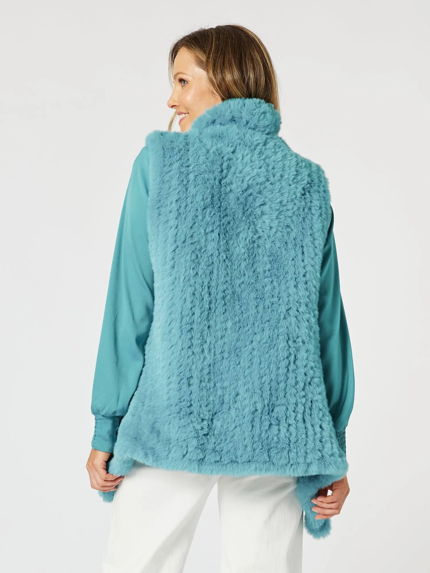 Minx Faux Fur Vest - Teal