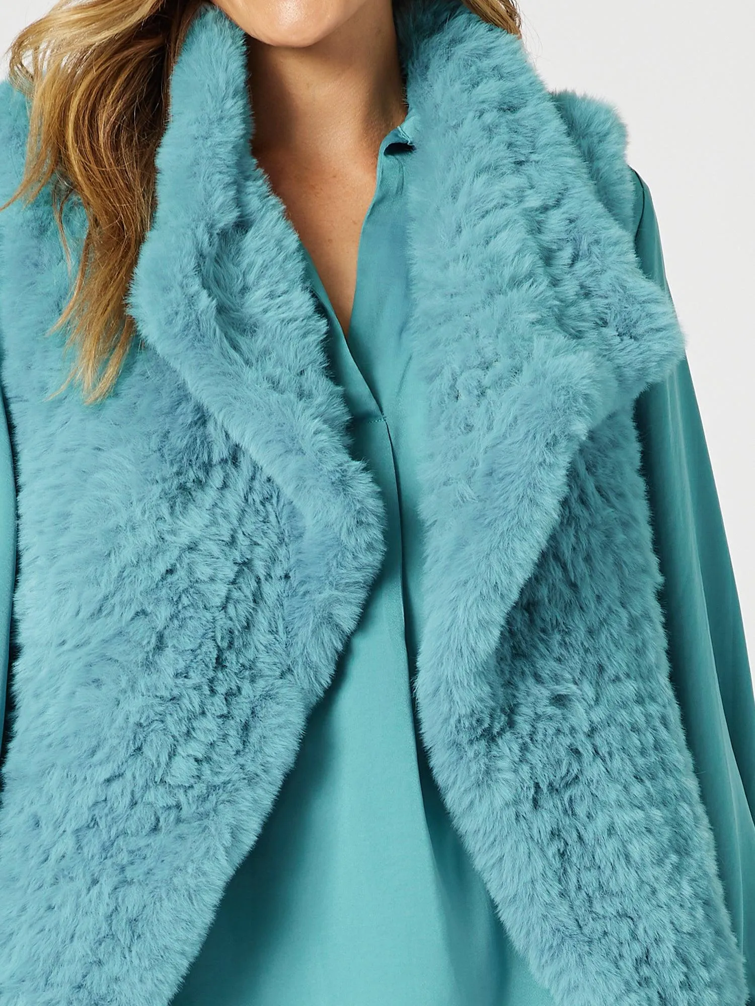 Minx Faux Fur Vest - Teal