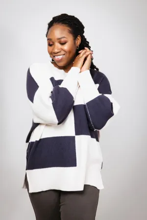 Miracle Colorblock Sweater for Women in Beige/Blue | F200-BEIGEBLUE