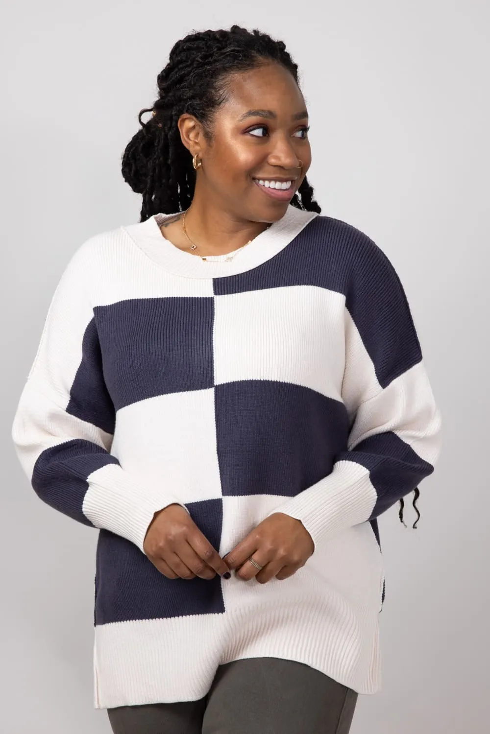 Miracle Colorblock Sweater for Women in Beige/Blue | F200-BEIGEBLUE