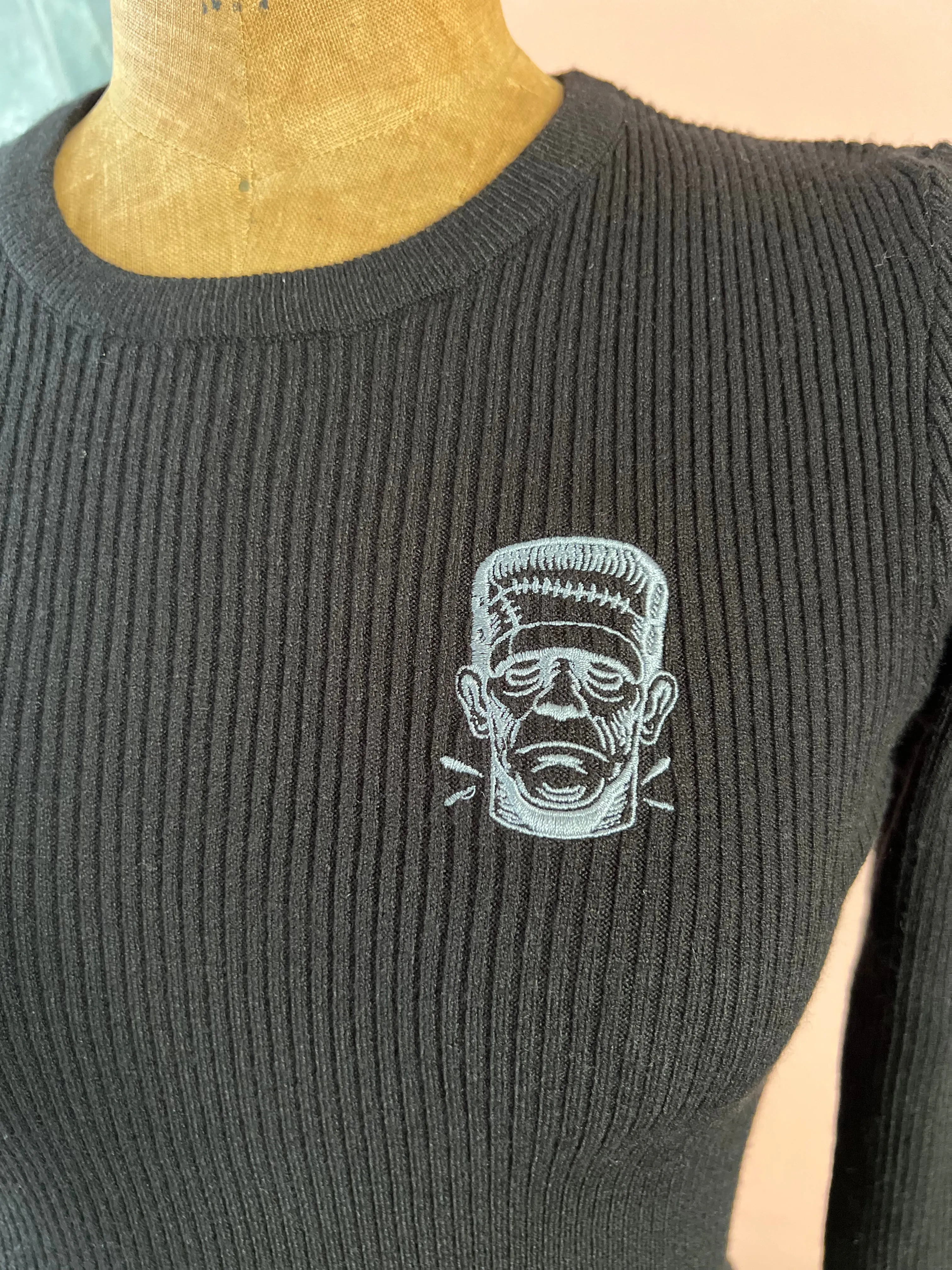 MONSTER HEADS RIB SWEATERS *BLACK