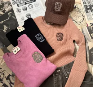 MONSTER HEADS RIB SWEATERS *TAN
