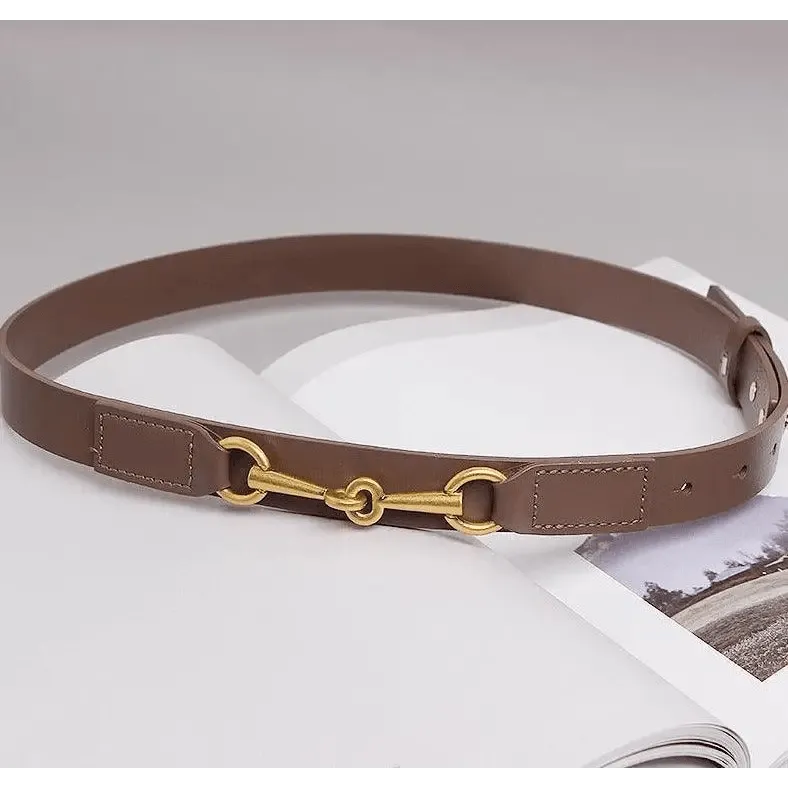 New Design Simple Black Plain Leather Belt For Women Classic Thin Skinny Waistbands Casual Women Dress Belts