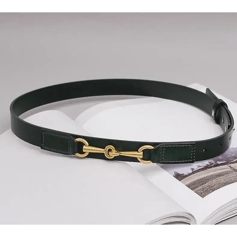 New Design Simple Black Plain Leather Belt For Women Classic Thin Skinny Waistbands Casual Women Dress Belts