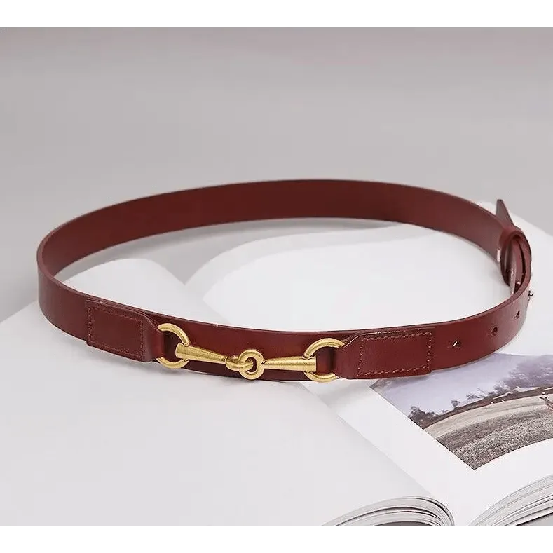 New Design Simple Black Plain Leather Belt For Women Classic Thin Skinny Waistbands Casual Women Dress Belts
