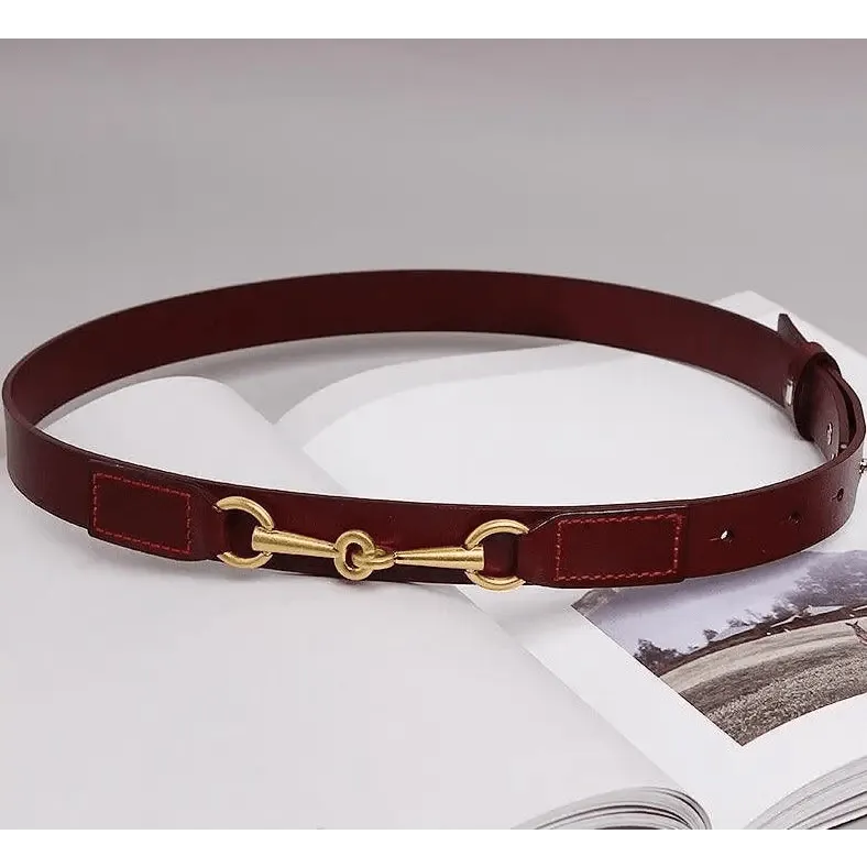 New Design Simple Black Plain Leather Belt For Women Classic Thin Skinny Waistbands Casual Women Dress Belts