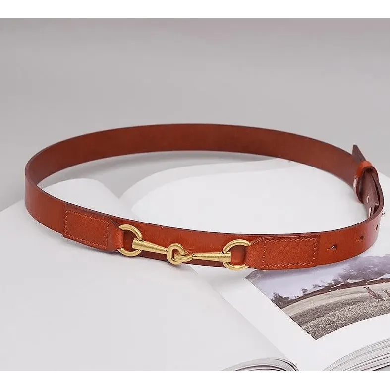 New Design Simple Black Plain Leather Belt For Women Classic Thin Skinny Waistbands Casual Women Dress Belts