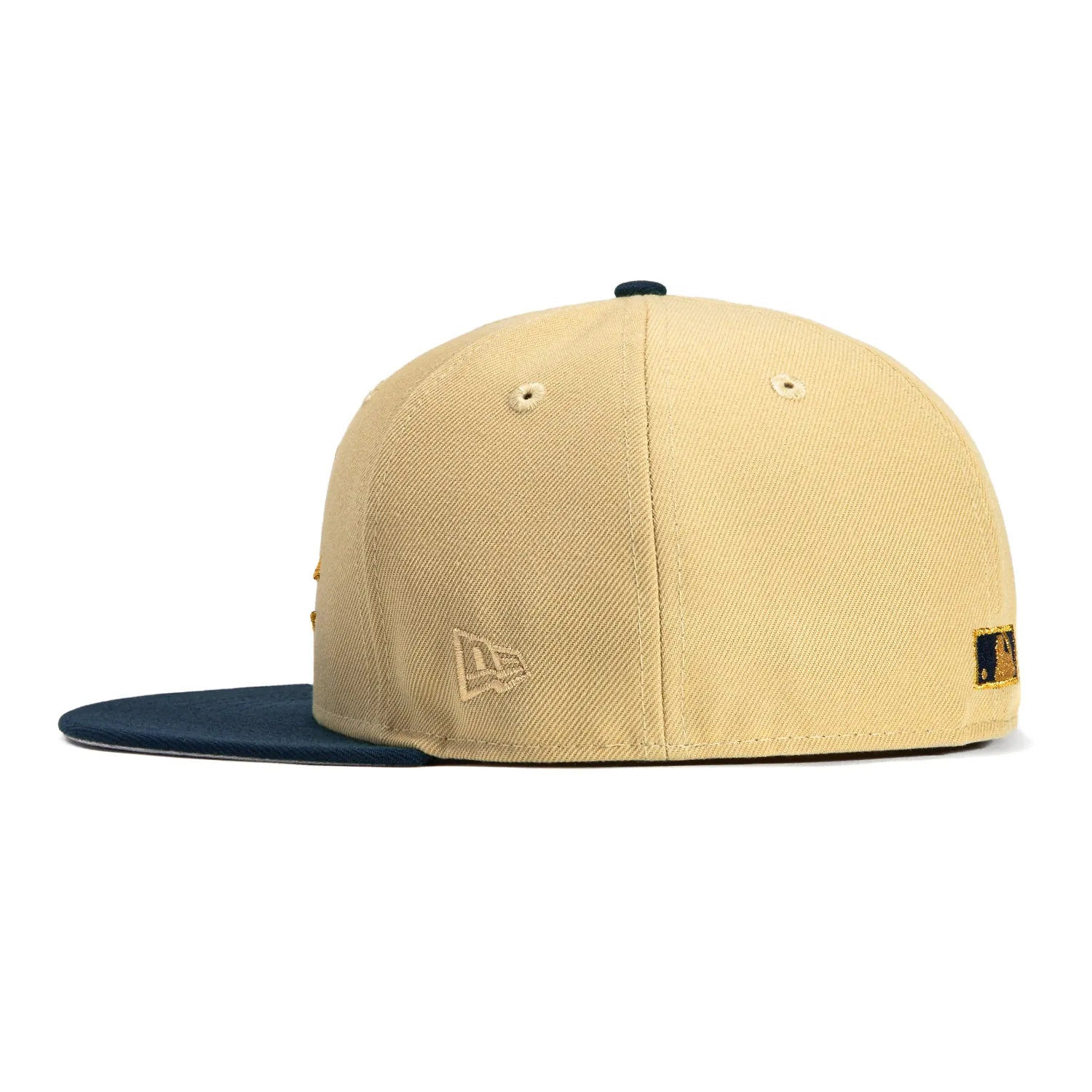 New Era 59Fifty Cincinnati Reds 25/10th Anniversary Patch Hat - Tan, Navy, Metallic Gold