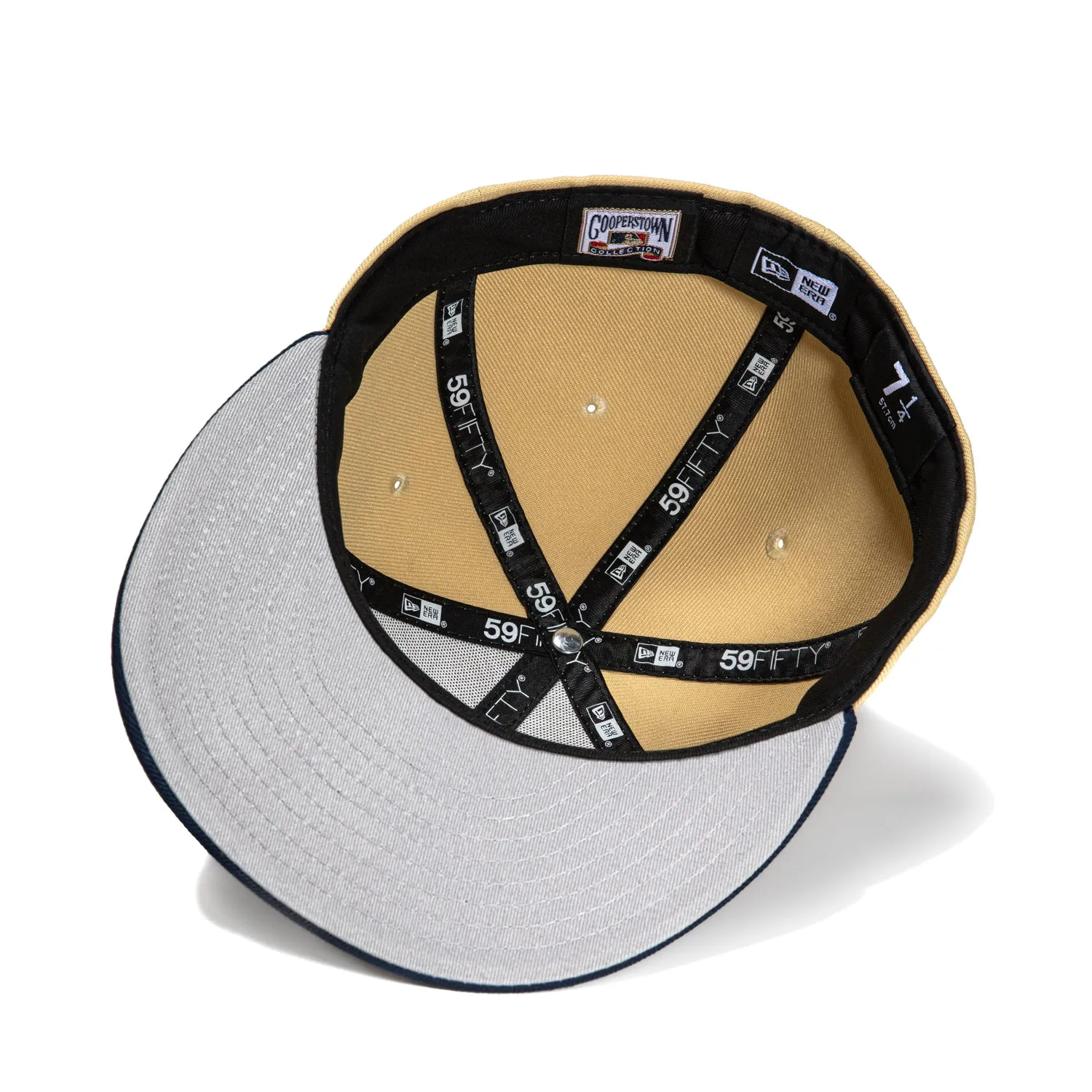 New Era 59Fifty Cincinnati Reds 25/10th Anniversary Patch Hat - Tan, Navy, Metallic Gold