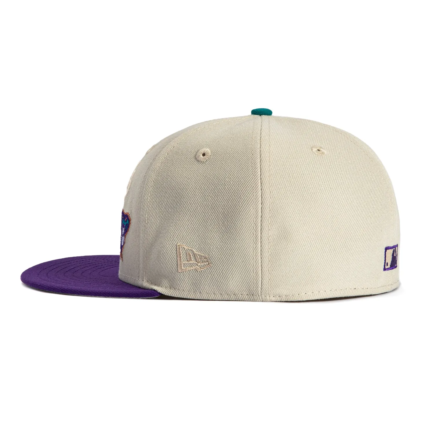 New Era 59Fifty Flawless Script Arizona Diamondbacks 20th Anniversary Champions Patch Hat - Stone, Purple