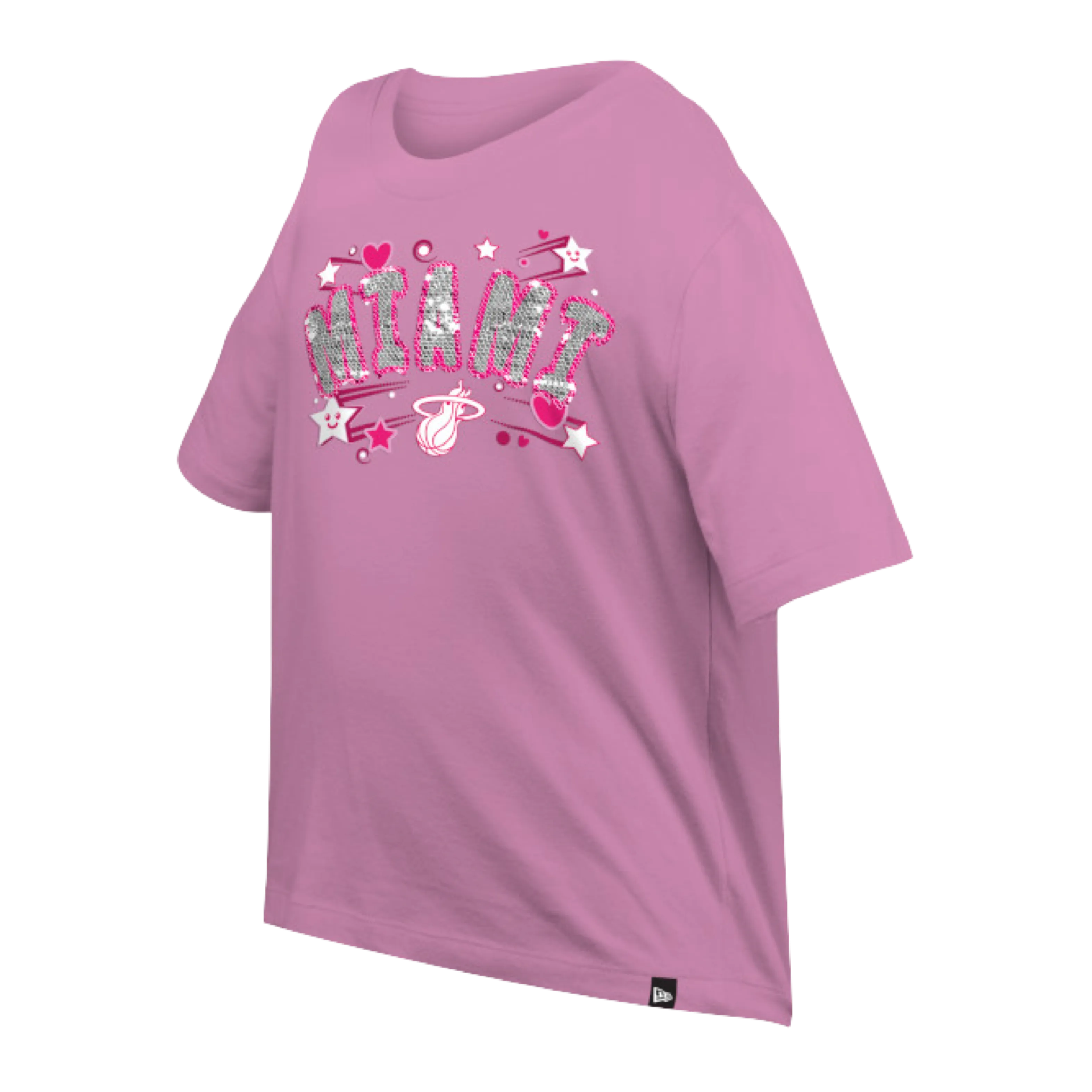 New Era Miami HEAT Girls Boxy Sequince Tee