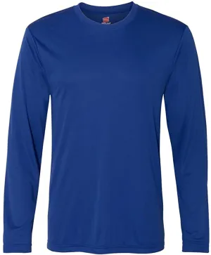 New Hanes Cool DRI® Performance Men`s Long-Sleeve T-Shirt, 50  UPF rating for excellent UV protection! Royal Blue, Sz M!