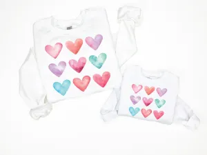 Nine Heart Matching Mommy & Me Pure White Sweatshirts