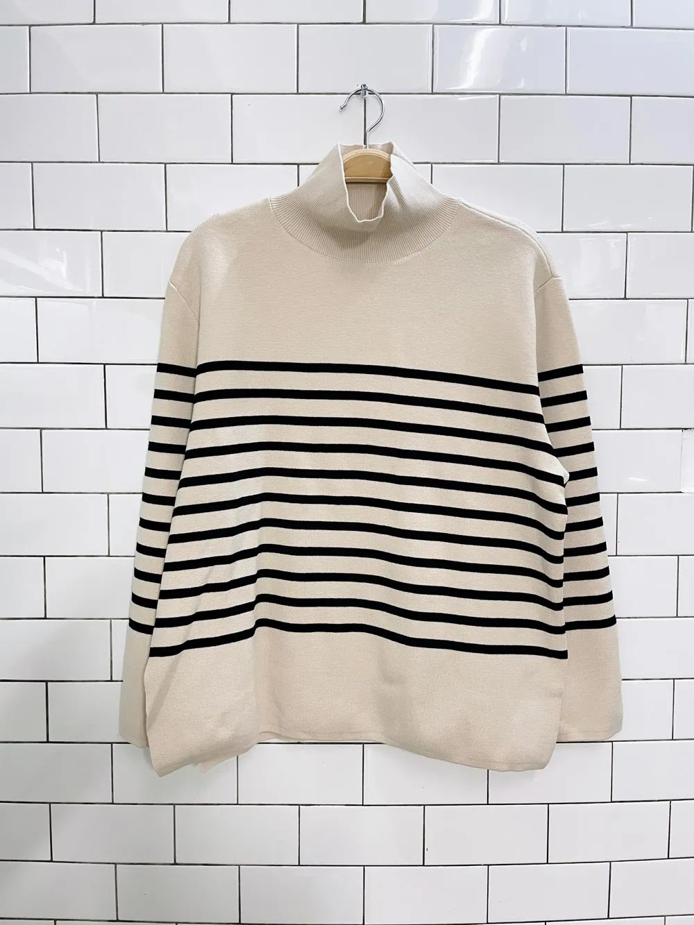 nwt h&m oversized striped knit turtleneck