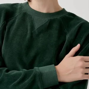 NWT Pact Organic Cotton Velour Crew Neck Sweatet in Mountain Green