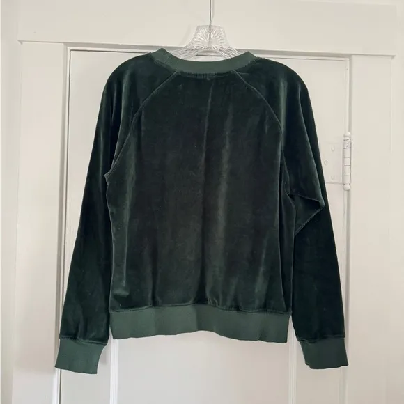 NWT Pact Organic Cotton Velour Crew Neck Sweatet in Mountain Green