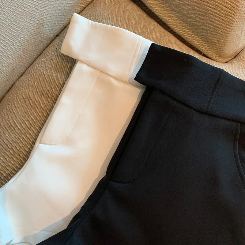 Obsidian Phoenix Women's Luxury High-Waisted Black Shorts - A-Line Slim Fit Harajuku Elegance for Casual and Sexy Looks