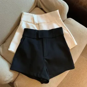 Obsidian Phoenix Women's Luxury High-Waisted Black Shorts - A-Line Slim Fit Harajuku Elegance for Casual and Sexy Looks