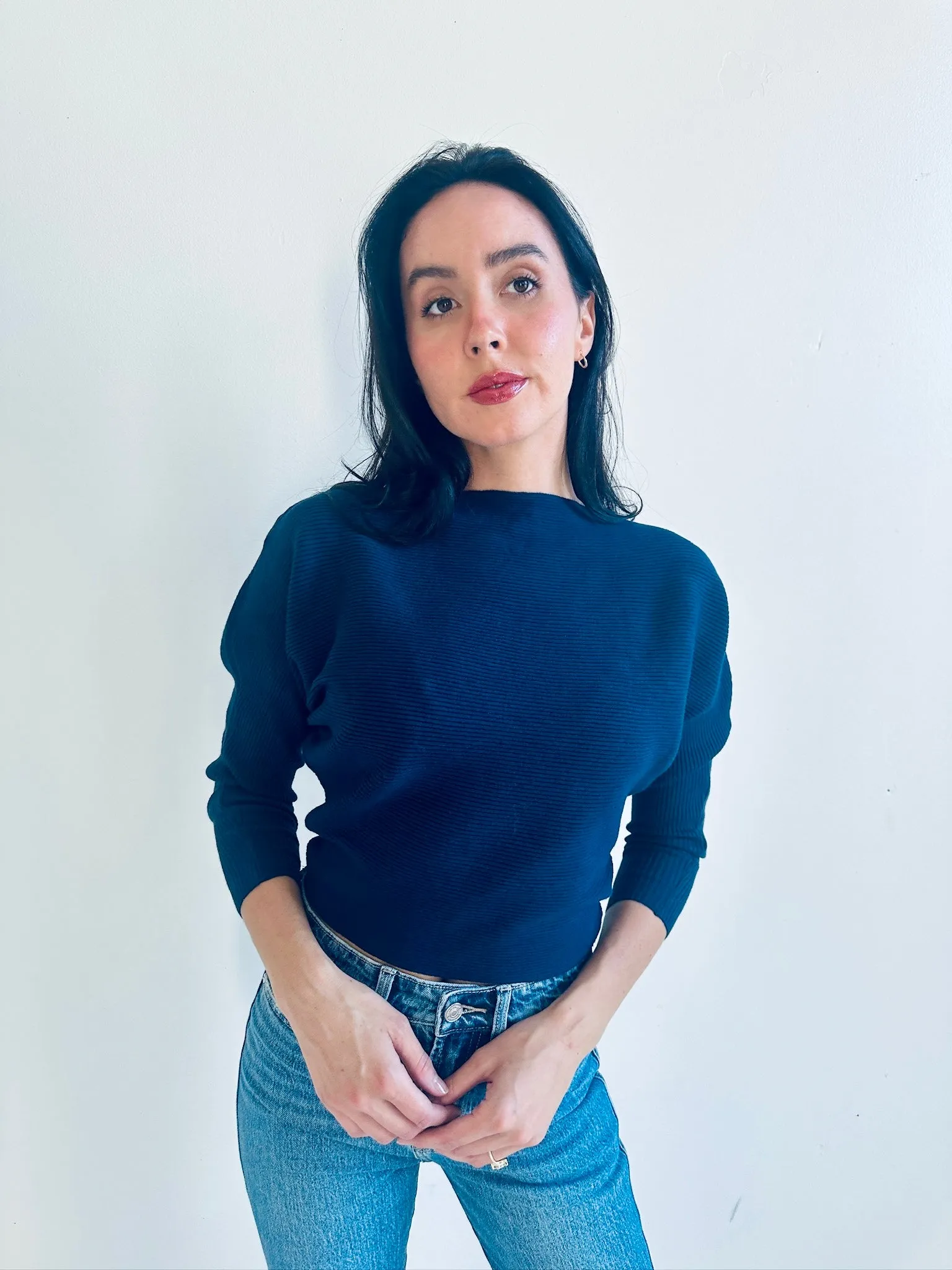 Off Shoulder Ribbed Knit Sweater-Final Sale