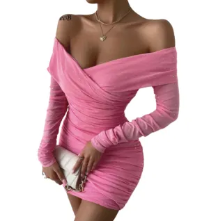 Off The Shoulder Glitter Mini Dress | Dreamofthe90s