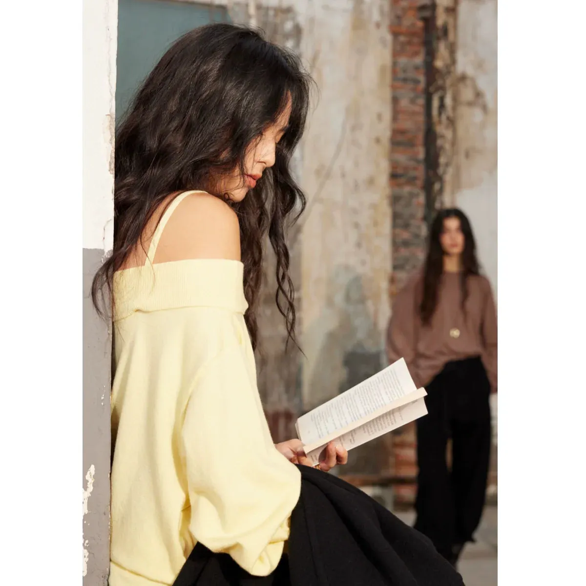 One-Shoulder Wool Blend Sweater