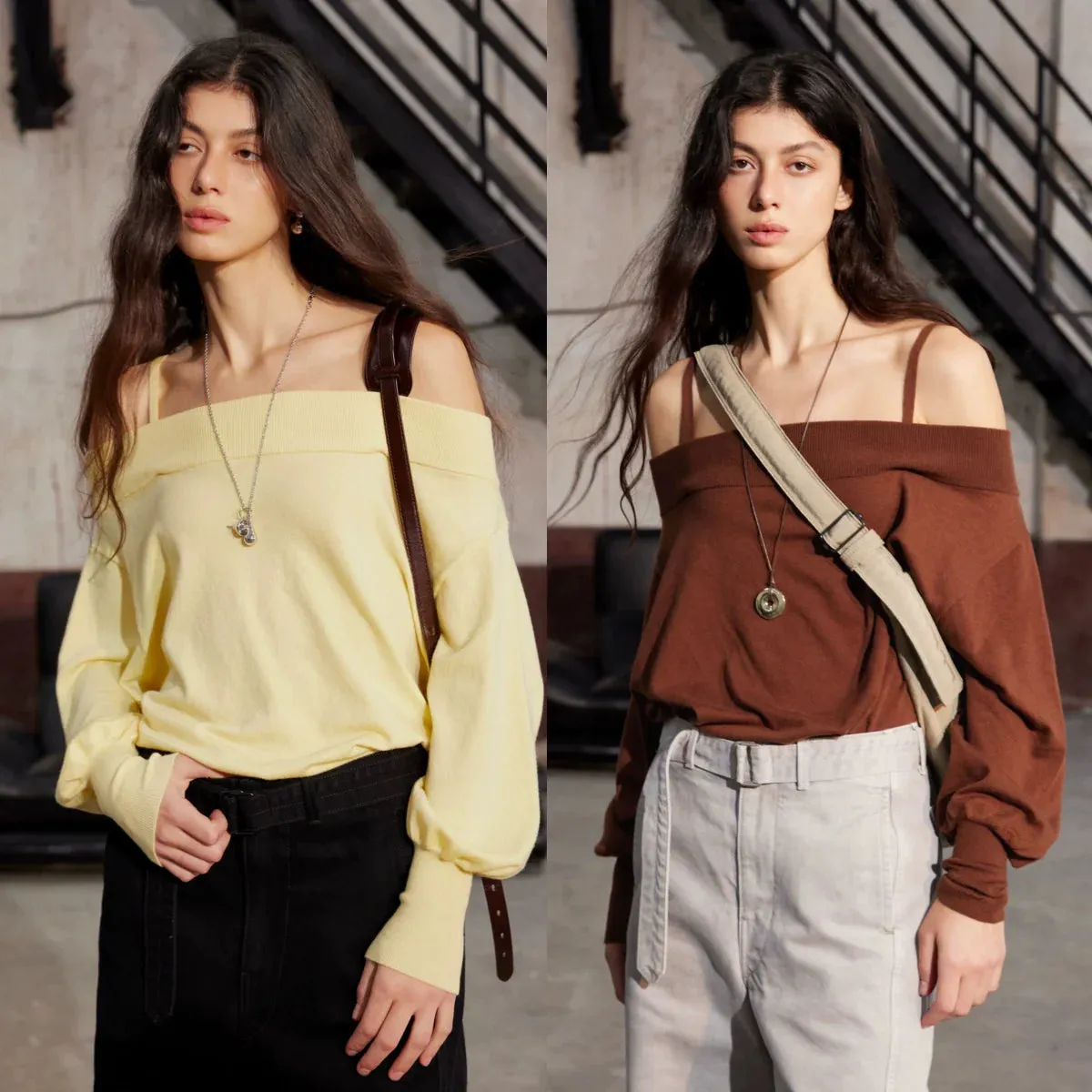 One-Shoulder Wool Blend Sweater