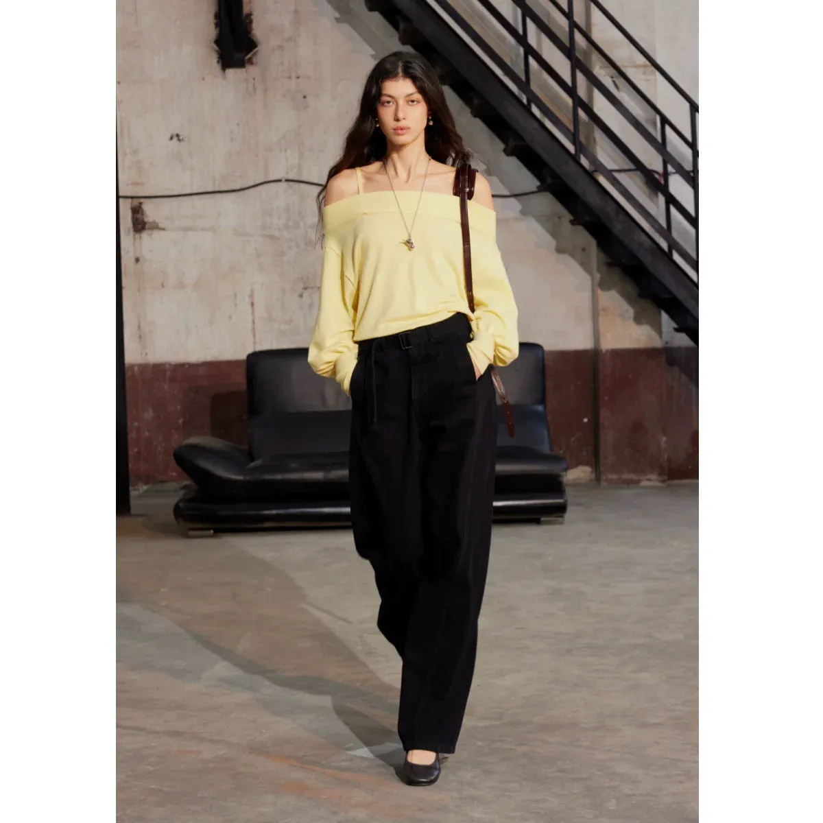 One-Shoulder Wool Blend Sweater