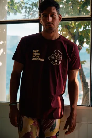 Organic Cotton Tshirt - Burgundy & Cream Sartoria Ciclistica - Unisex
