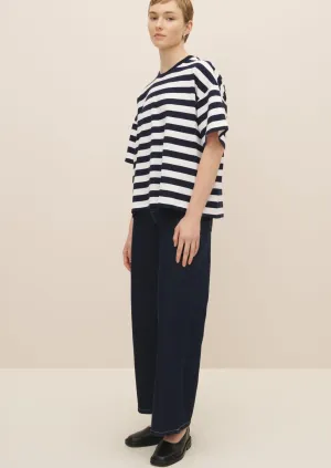 Oversized Boxy Tee, Navy/White Stripe