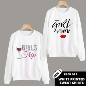 PACK OF 2 WHITE PRINTED SWEAT SHIRTS ( DEAL 2 )