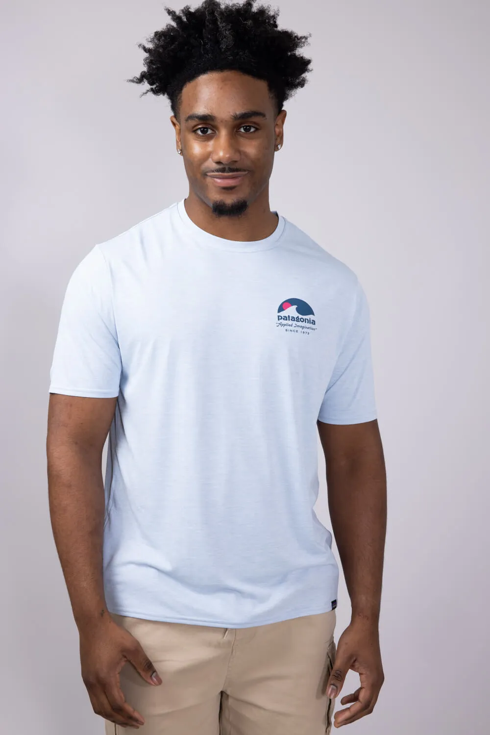 Patagonia Men’s Capeliene Cool Daily Graphic T-Shirt for Men in Fleck Blue | 45235-AIFL