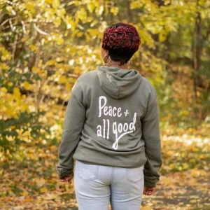 Peace   All Good - Zip Up - Olive