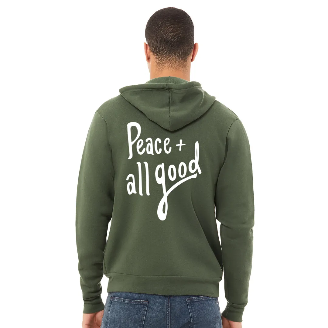 Peace   All Good - Zip Up - Olive