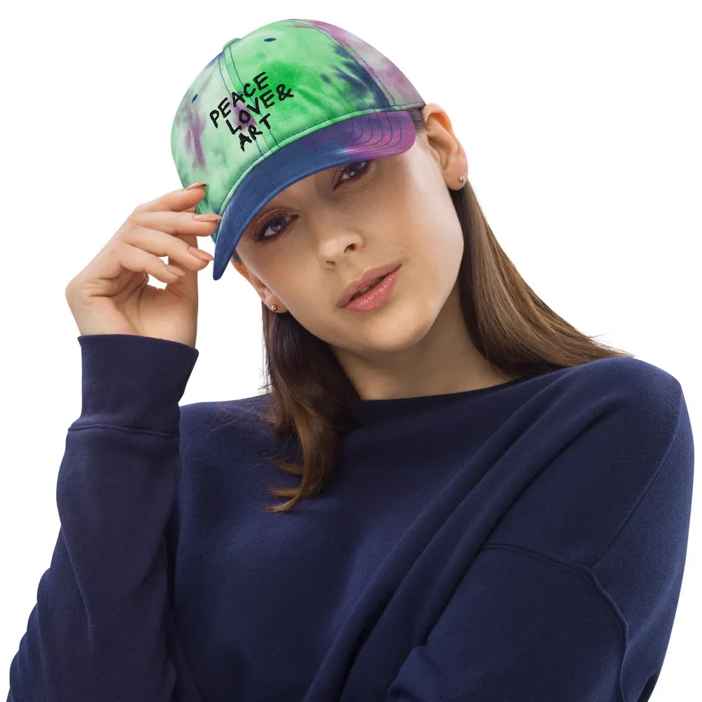Peace Love & Art Tie-dye Baseball Hat