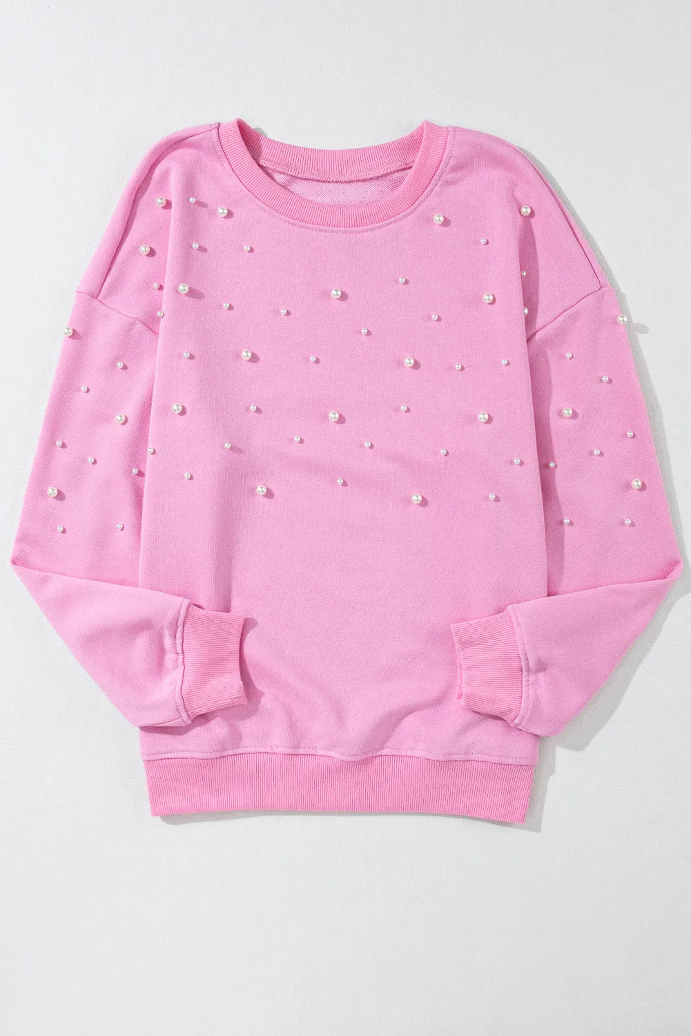Pearl Detail Ribbed Sweatshirt