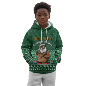Personalised South Africa Christmas Kid Hoodie Cool Santa Claus With South African Map LT14