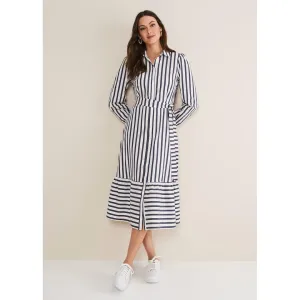 Phase Eight Henley Striped Midaxi Dress - Navy/Ivory
