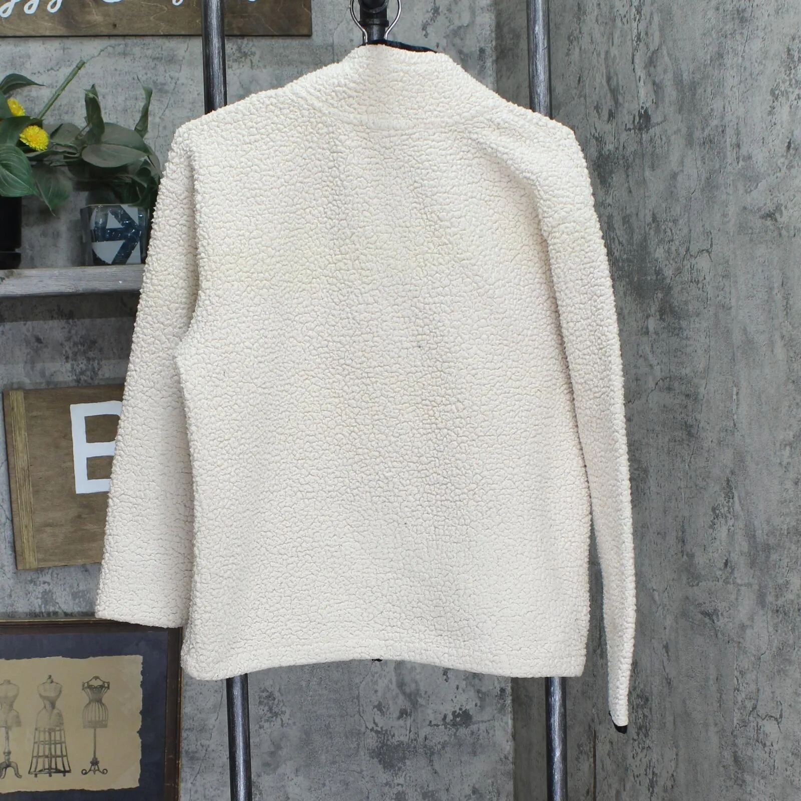 Pink by Victoria's Secret Womens Sherpa Pullover Sweater Ivory Off White S