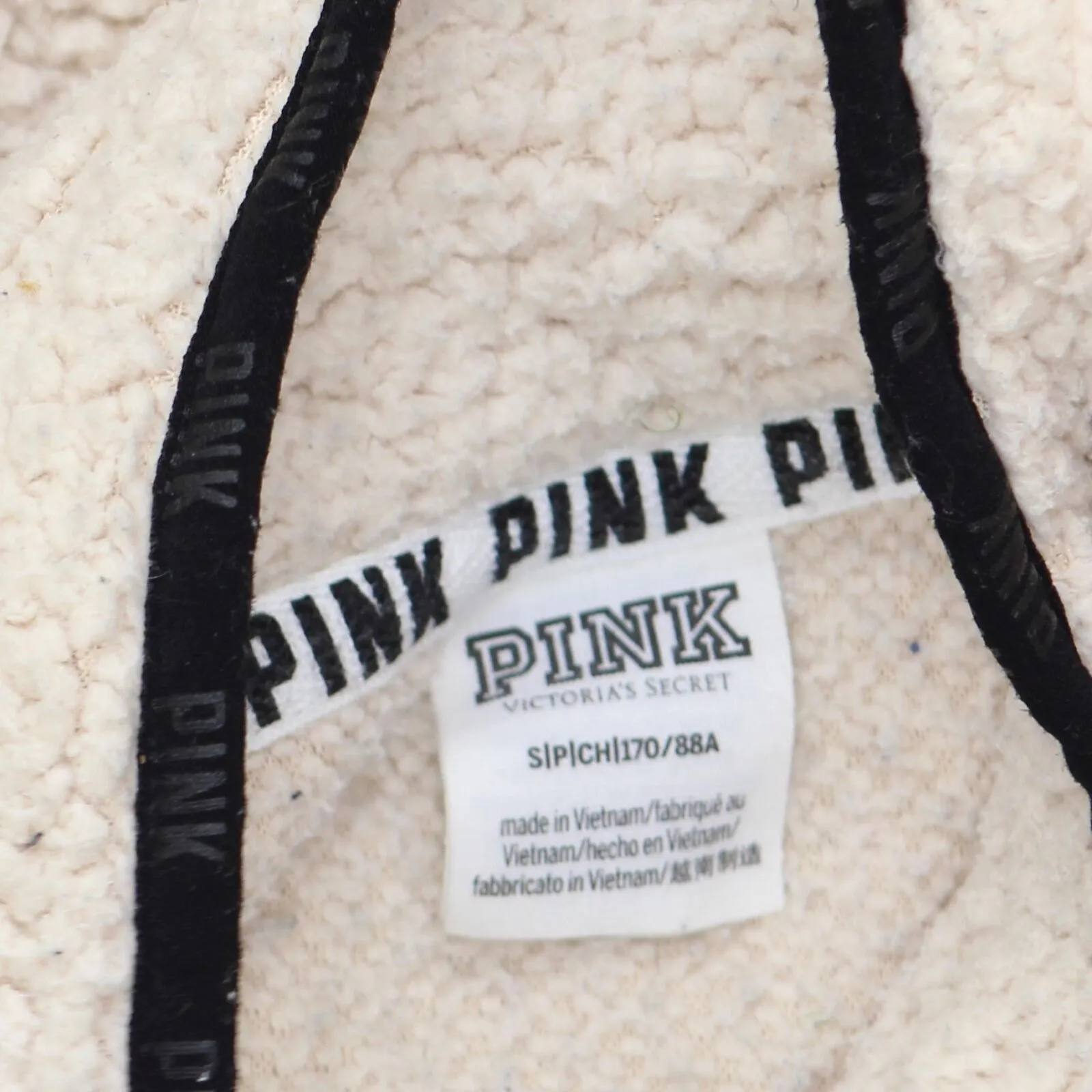 Pink by Victoria's Secret Womens Sherpa Pullover Sweater Ivory Off White S
