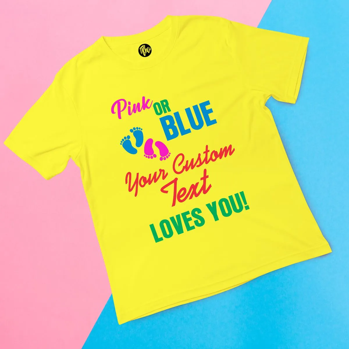 Pink or Blue Grandma Grandpa Customized Text Based Baby Announcement Gift T-Shirts