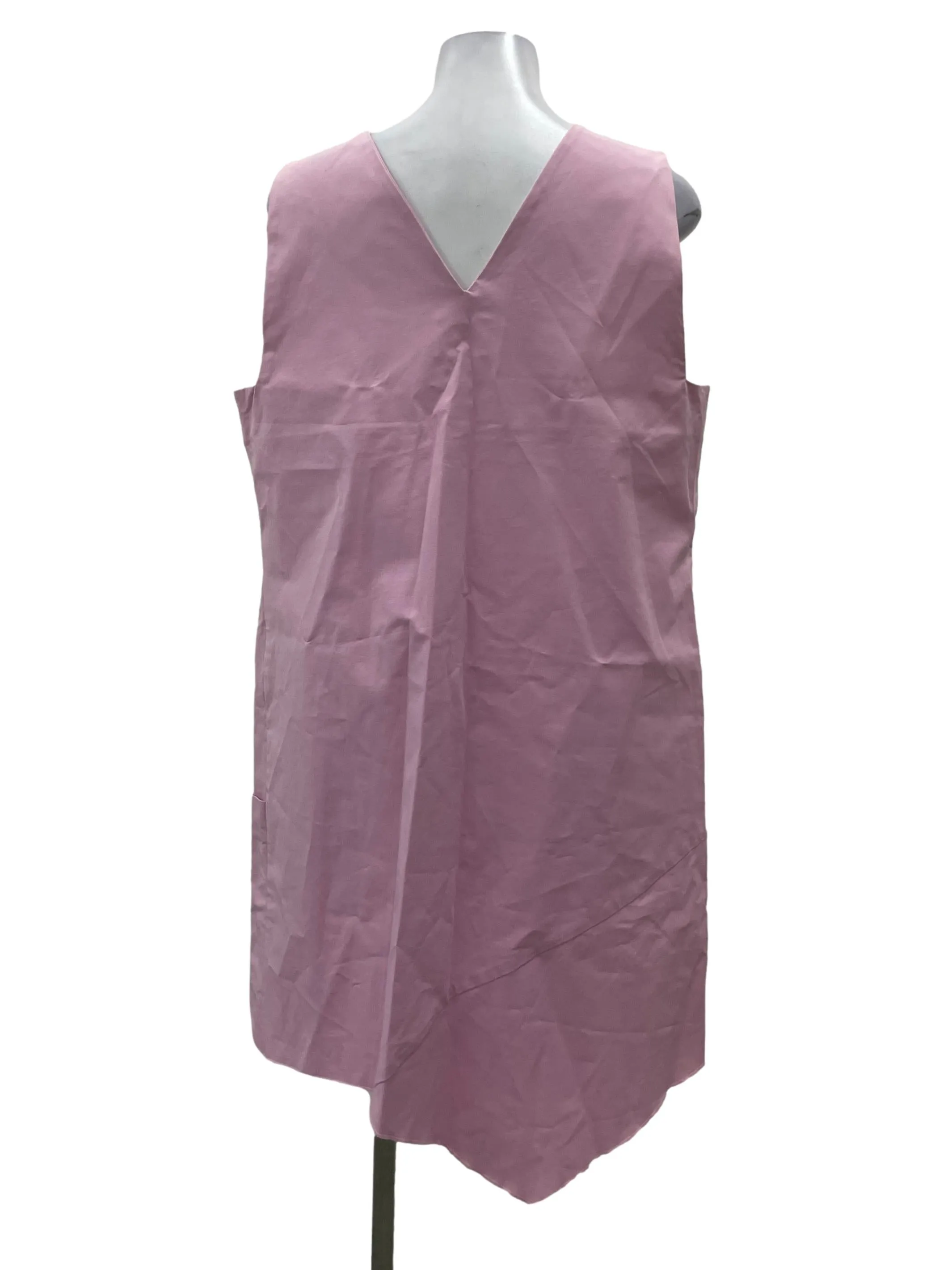 Pink V Neck Boxy Straight Dress