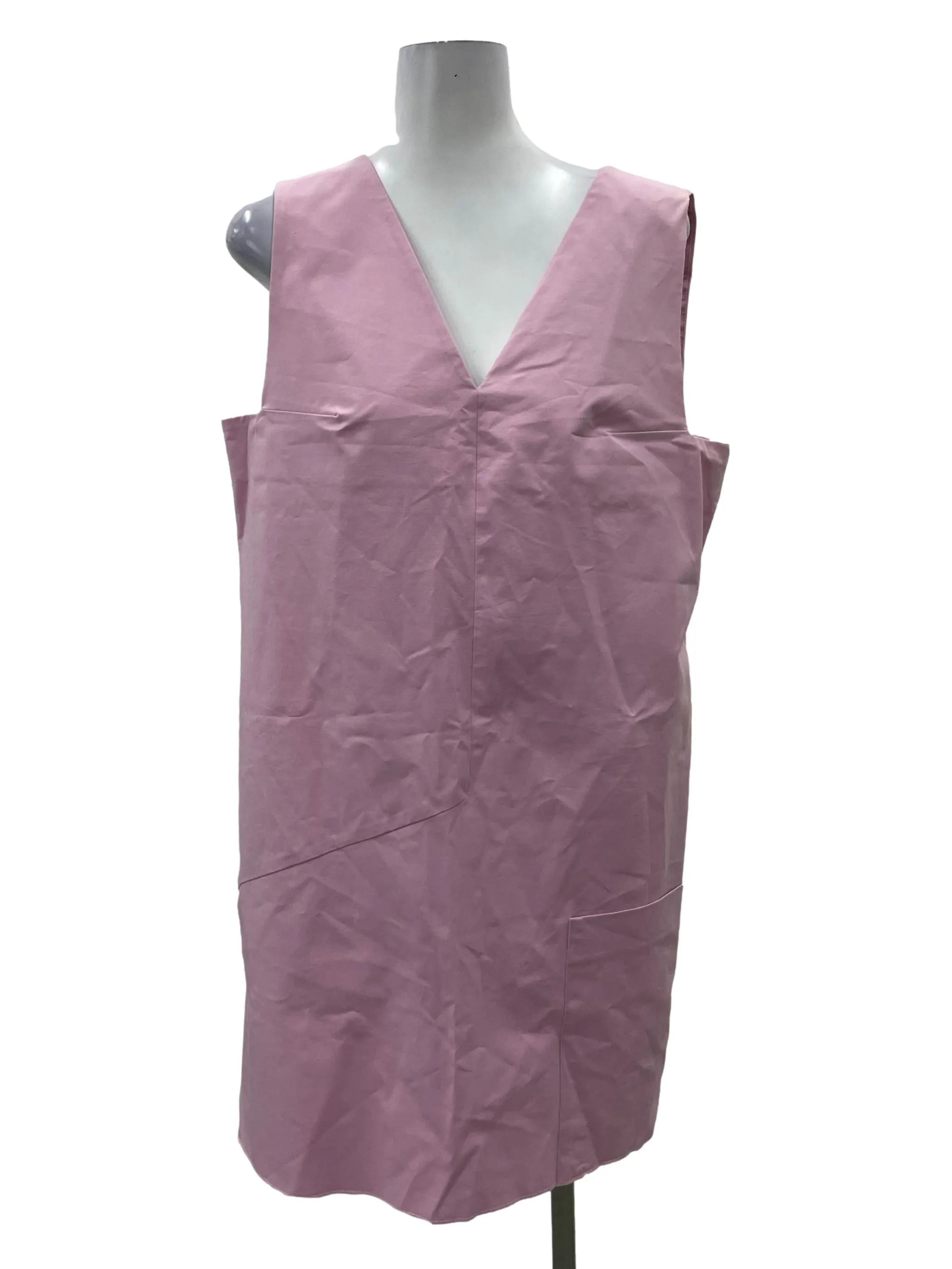 Pink V Neck Boxy Straight Dress