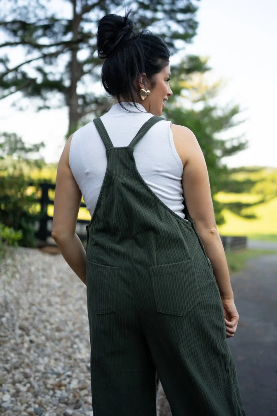 Pocketed Loose Fit Corduroy Overall