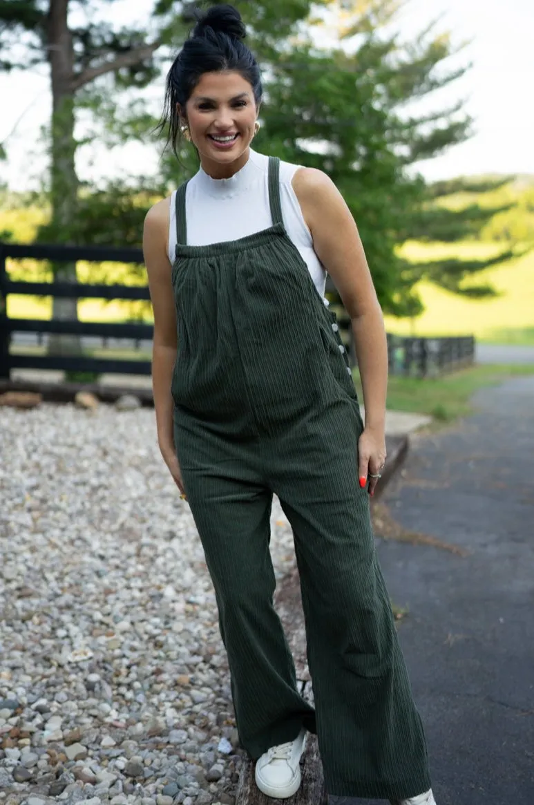 Pocketed Loose Fit Corduroy Overall
