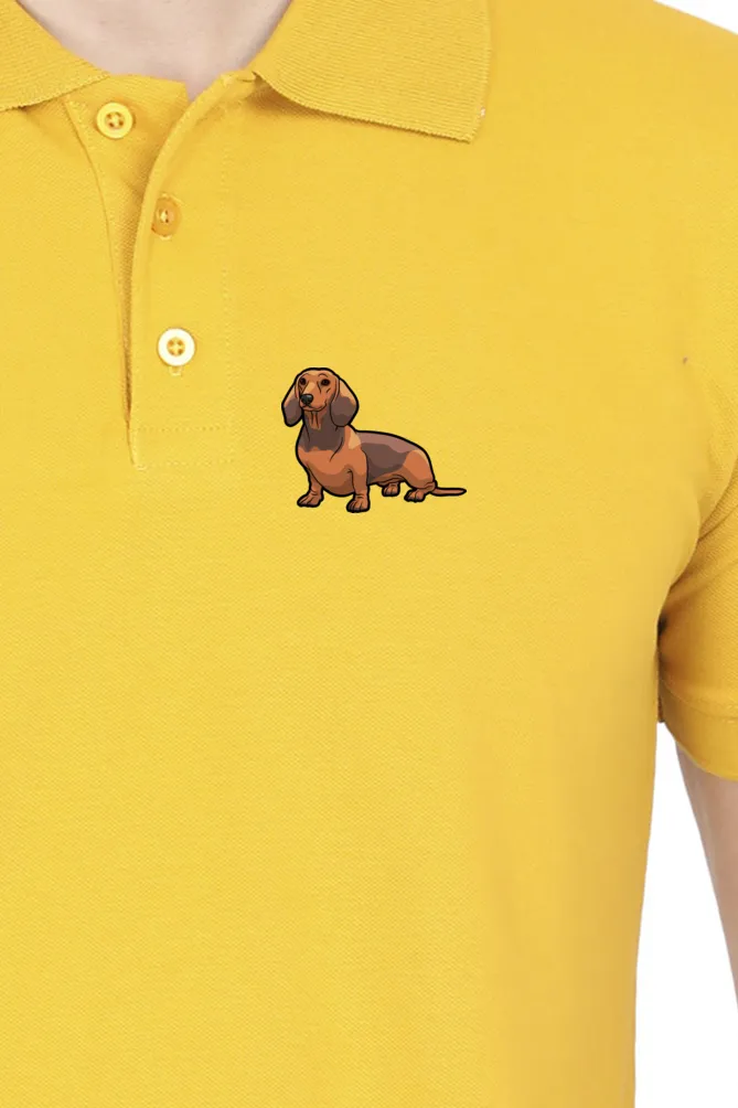 Polo Neck T-Shirt (Men) - Dash Dash Dachshund (11 Colours)