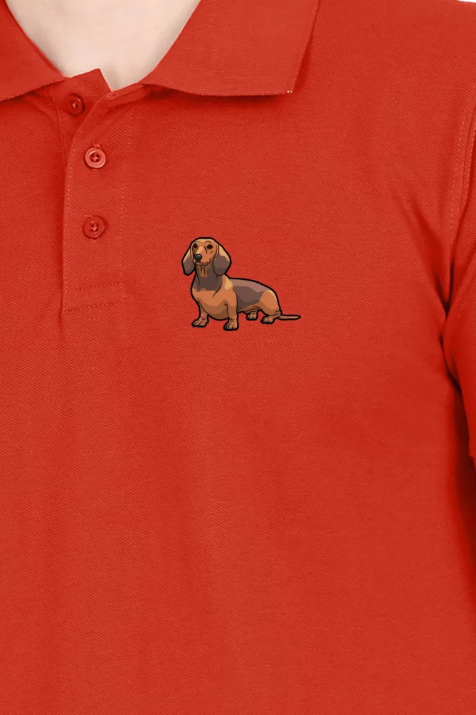 Polo Neck T-Shirt (Men) - Dash Dash Dachshund (11 Colours)